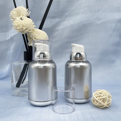 강선전도 80ml 100ml 답답한 펌프 병 진공 PP MS 금속을 입힌 둥근 바닥