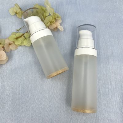 투명한 PP 답답한 병 펌프 30ml 50ml 나무로 되는 본 실크 스크린