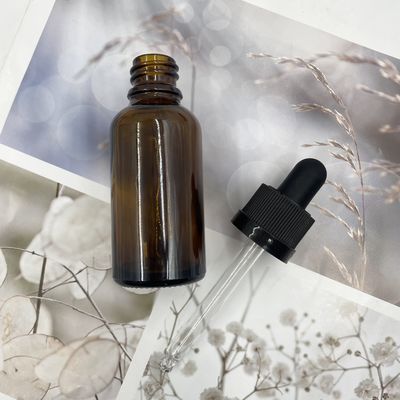 래칫 마감 점적기를 가진 호박색 30ml 유리제 화장용 병 정유