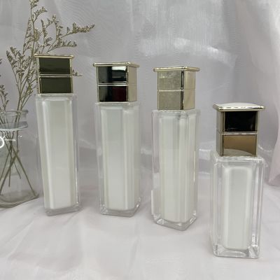 모자를 가진 진주 백색 로션 화장용 펌프 병 사각 80ml 120ml 누출 증거