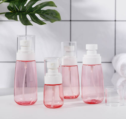 100ml Petg 펌프 병 투명한 분홍색 단 하나 패킹 정밀한 분무기 백색 얼굴 연약한 접촉
